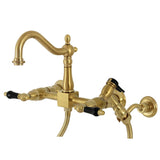 Duchess Two-Handle 2-Hole Wall Mount Bridge Kitchen Faucet with Brass Sprayer