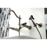 Duchess Two-Handle 2-Hole Wall Mount Bridge Kitchen Faucet with Brass Sprayer