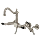 Duchess Two-Handle 2-Hole Wall Mount Bridge Kitchen Faucet with Brass Sprayer