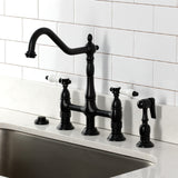 Bel-Air Two-Handle 4-Hole Deck Mount Bridge Kitchen Faucet with Brass Side Sprayer