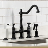 Bel-Air Two-Handle 4-Hole Deck Mount Bridge Kitchen Faucet with Brass Side Sprayer