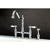 Bel-Air Two-Handle 4-Hole Deck Mount Bridge Kitchen Faucet with Brass Side Sprayer