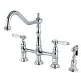 Bel-Air Two-Handle 4-Hole Deck Mount Bridge Kitchen Faucet with Brass Side Sprayer