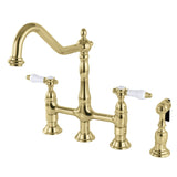 Bel-Air Two-Handle 4-Hole Deck Mount Bridge Kitchen Faucet with Brass Side Sprayer