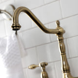 Tudor Two-Handle 4-Hole Deck Mount Bridge Kitchen Faucet with Brass Side Sprayer