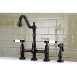 Bel-Air Two-Handle 4-Hole Deck Mount Bridge Kitchen Faucet with Brass Side Sprayer