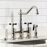 Essex Two-Handle 4-Hole Deck Mount Bridge Kitchen Faucet with Brass Side Sprayer