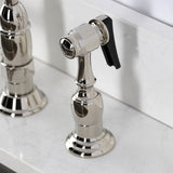 Essex Two-Handle 4-Hole Deck Mount Bridge Kitchen Faucet with Brass Side Sprayer