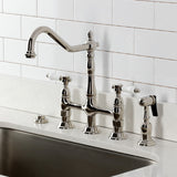 Bel-Air Two-Handle 4-Hole Deck Mount Bridge Kitchen Faucet with Brass Side Sprayer