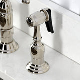 Bel-Air Two-Handle 4-Hole Deck Mount Bridge Kitchen Faucet with Brass Side Sprayer