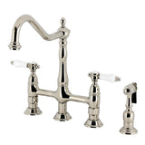 Bel-Air Two-Handle 4-Hole Deck Mount Bridge Kitchen Faucet with Brass Side Sprayer