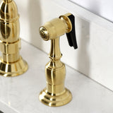 Essex Two-Handle 4-Hole Deck Mount Bridge Kitchen Faucet with Brass Side Sprayer