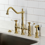 Bel-Air Two-Handle 4-Hole Deck Mount Bridge Kitchen Faucet with Brass Side Sprayer