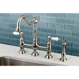 Bel-Air Two-Handle 4-Hole Deck Mount Bridge Kitchen Faucet with Brass Side Sprayer