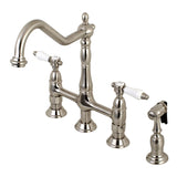 Bel-Air Two-Handle 4-Hole Deck Mount Bridge Kitchen Faucet with Brass Side Sprayer