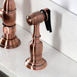 Essex Two-Handle 4-Hole Deck Mount Bridge Kitchen Faucet with Brass Side Sprayer