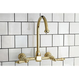 Restoration Two-Handle 2-Hole Wall Mount Bridge Kitchen Faucet