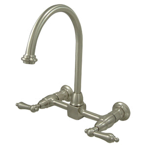 Restoration Two-Handle 2-Hole Wall Mount Bridge Kitchen Faucet