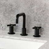 Convergent Two-Handle 3-Hole Deck Mount Widespread Bathroom Faucet with Push Pop-Up Drain