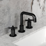 Convergent Two-Handle 3-Hole Deck Mount Widespread Bathroom Faucet with Push Pop-Up Drain