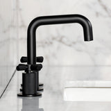 Convergent Two-Handle 3-Hole Deck Mount Widespread Bathroom Faucet with Push Pop-Up Drain