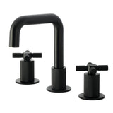 Convergent Two-Handle 3-Hole Deck Mount Widespread Bathroom Faucet with Push Pop-Up Drain