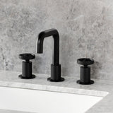 Ostro Two-Handle 3-Hole Deck Mount Widespread Bathroom Faucet with Push Pop-Up Drain