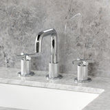 Convergent Two-Handle 3-Hole Deck Mount Widespread Bathroom Faucet with Push Pop-Up Drain