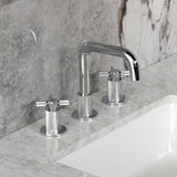 Convergent Two-Handle 3-Hole Deck Mount Widespread Bathroom Faucet with Push Pop-Up Drain