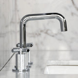 Convergent Two-Handle 3-Hole Deck Mount Widespread Bathroom Faucet with Push Pop-Up Drain