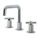 Convergent Two-Handle 3-Hole Deck Mount Widespread Bathroom Faucet with Push Pop-Up Drain