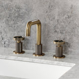 Ostro Two-Handle 3-Hole Deck Mount Widespread Bathroom Faucet with Push Pop-Up Drain