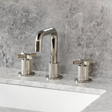 Convergent Two-Handle 3-Hole Deck Mount Widespread Bathroom Faucet with Push Pop-Up Drain