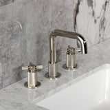 Convergent Two-Handle 3-Hole Deck Mount Widespread Bathroom Faucet with Push Pop-Up Drain