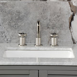 Ostro Two-Handle 3-Hole Deck Mount Widespread Bathroom Faucet with Push Pop-Up Drain