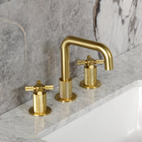 Convergent Two-Handle 3-Hole Deck Mount Widespread Bathroom Faucet with Push Pop-Up Drain