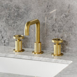 Ostro Two-Handle 3-Hole Deck Mount Widespread Bathroom Faucet with Push Pop-Up Drain