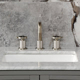 Levante Two-Handle 3-Hole Deck Mount Widespread Bathroom Faucet with Push Pop-Up Drain