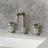 Ostro Two-Handle 3-Hole Deck Mount Widespread Bathroom Faucet with Push Pop-Up Drain