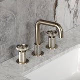 Ostro Two-Handle 3-Hole Deck Mount Widespread Bathroom Faucet with Push Pop-Up Drain