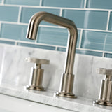 Webb Two-Handle 3-Hole Deck Mount Widespread Bathroom Faucet with Knurled Handle and Push Pop-Up Drain