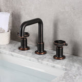 Webb Two-Handle 3-Hole Deck Mount Widespread Bathroom Faucet with Knurled Handle and Push Pop-Up Drain