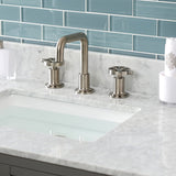 Belknap Two-Handle 3-Hole Deck Mount Widespread Bathroom Faucet with Push Pop-Up Drain