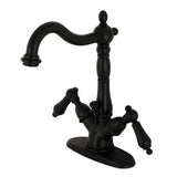 Heritage Double-Handle 1-or-3 Hole Deck Mount 4-Inch Centerset Bathroom Faucet with Brass Pop-Up