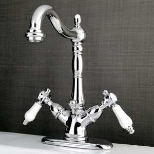 Bel-Air Double-Handle 1-or-3 Hole Deck Mount 4-Inch Centerset Bathroom Faucet with Brass Pop-Up