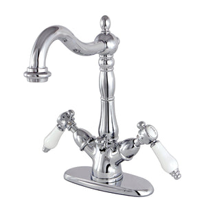 Bel-Air Double-Handle 1-or-3 Hole Deck Mount 4-Inch Centerset Bathroom Faucet with Brass Pop-Up