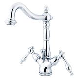 Naples Double-Handle 1-or-3 Hole Deck Mount 4-Inch Centerset Bathroom Faucet with Brass Pop-Up