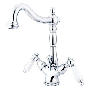 Heritage Double-Handle 1-or-3 Hole Deck Mount 4-Inch Centerset Bathroom Faucet with Brass Pop-Up