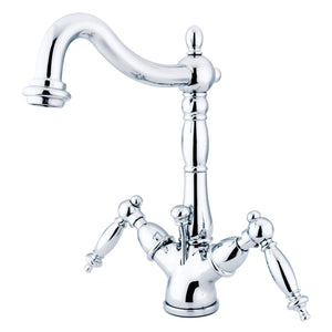 Heritage Double-Handle 1-or-3 Hole Deck Mount 4-Inch Centerset Bathroom Faucet with Brass Pop-Up