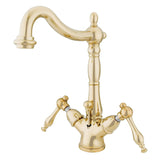 Naples Double-Handle 1-or-3 Hole Deck Mount 4-Inch Centerset Bathroom Faucet with Brass Pop-Up